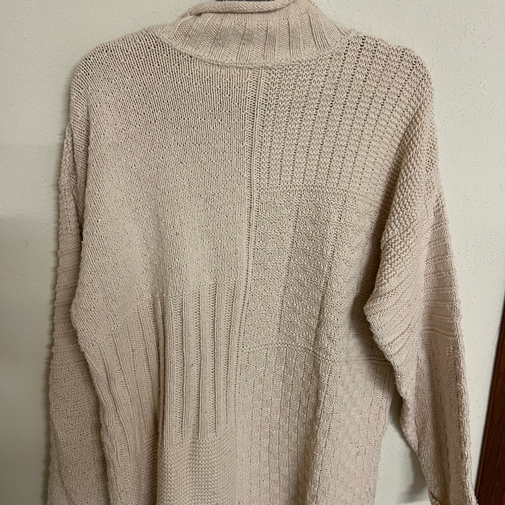 Arizona Jean Company Cream Patchwork Knit Turtleneck Sweater - Picture 5 of 6